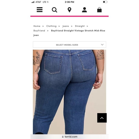 Torrid Boyfrind Midrise Jeans SZ 18 w/fade & Whiskering, Plus SZ Close Fit - Picture 2 of 7